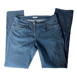 Eileen Fisher women medium dark organic straight leg blue jeans 32x31 Stretch